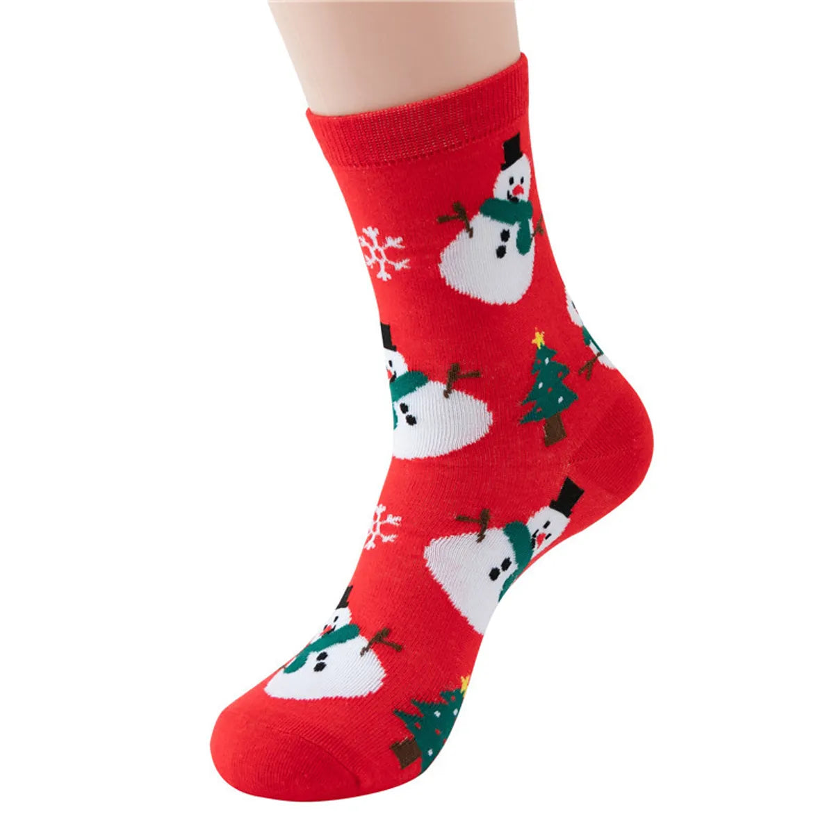 Women'S Casual Simple Style Santa Claus Snowman Elk Cotton Crew Socks A Pair