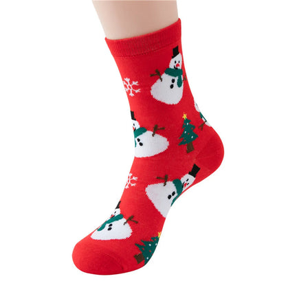 Women'S Casual Simple Style Santa Claus Snowman Elk Cotton Crew Socks A Pair