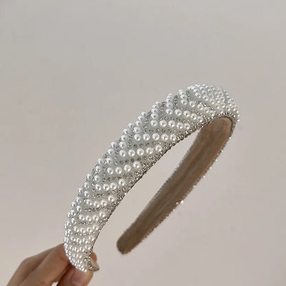 Women'S Casual Simple Style Shiny U Shape Rhinestone Handmade Inlay Rhinestones Pearl Hair Band