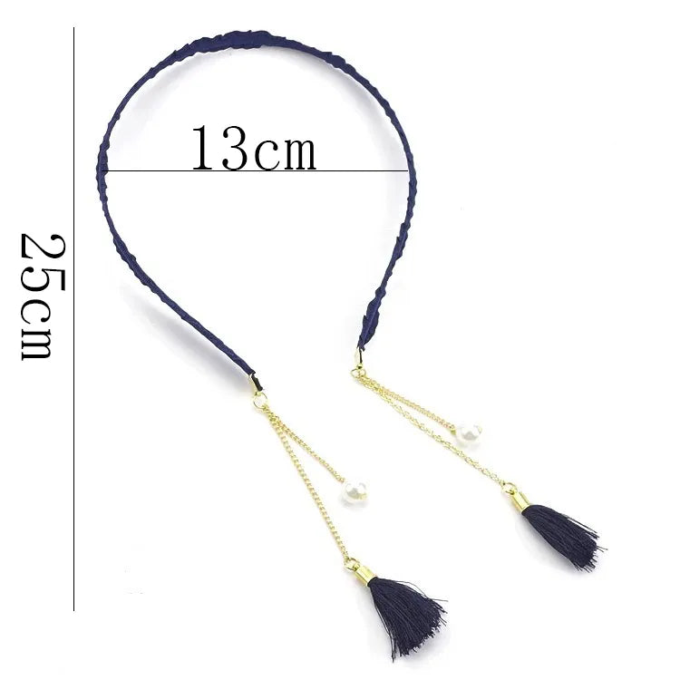 Women'S Casual Simple Style Solid Color Bow Knot Alloy Tassel Inlay Pearl Hair Band