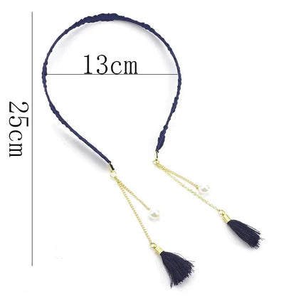 Women'S Casual Simple Style Solid Color Bow Knot Alloy Tassel Inlay Pearl Hair Band