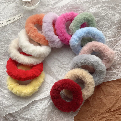 Women'S Casual Simple Style Solid Color Plush Hair Tie