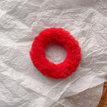 Women'S Casual Simple Style Solid Color Plush Hair Tie