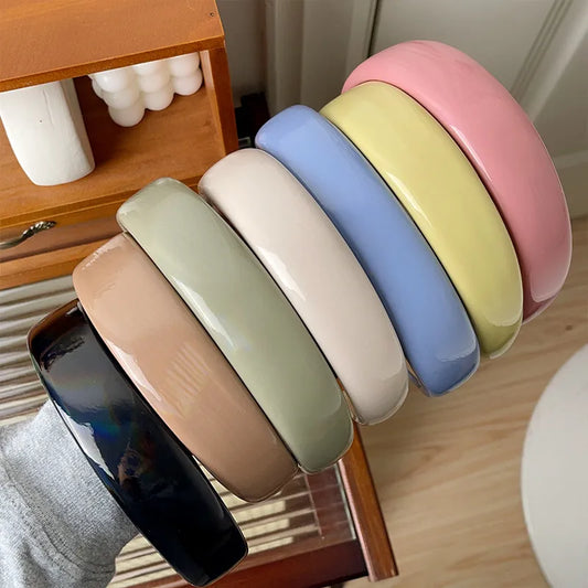 Women'S Casual Simple Style Solid Color Pu Leather Hair Band