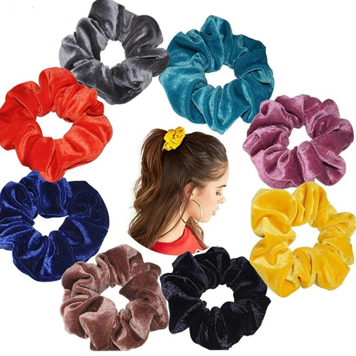 Women'S Casual Simple Style Solid Color Velvet Hair Tie