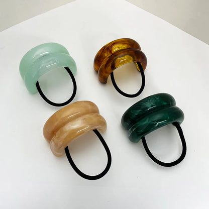 Women'S Casual Simple Style U Shape Elastic Band Resin Hair Tie