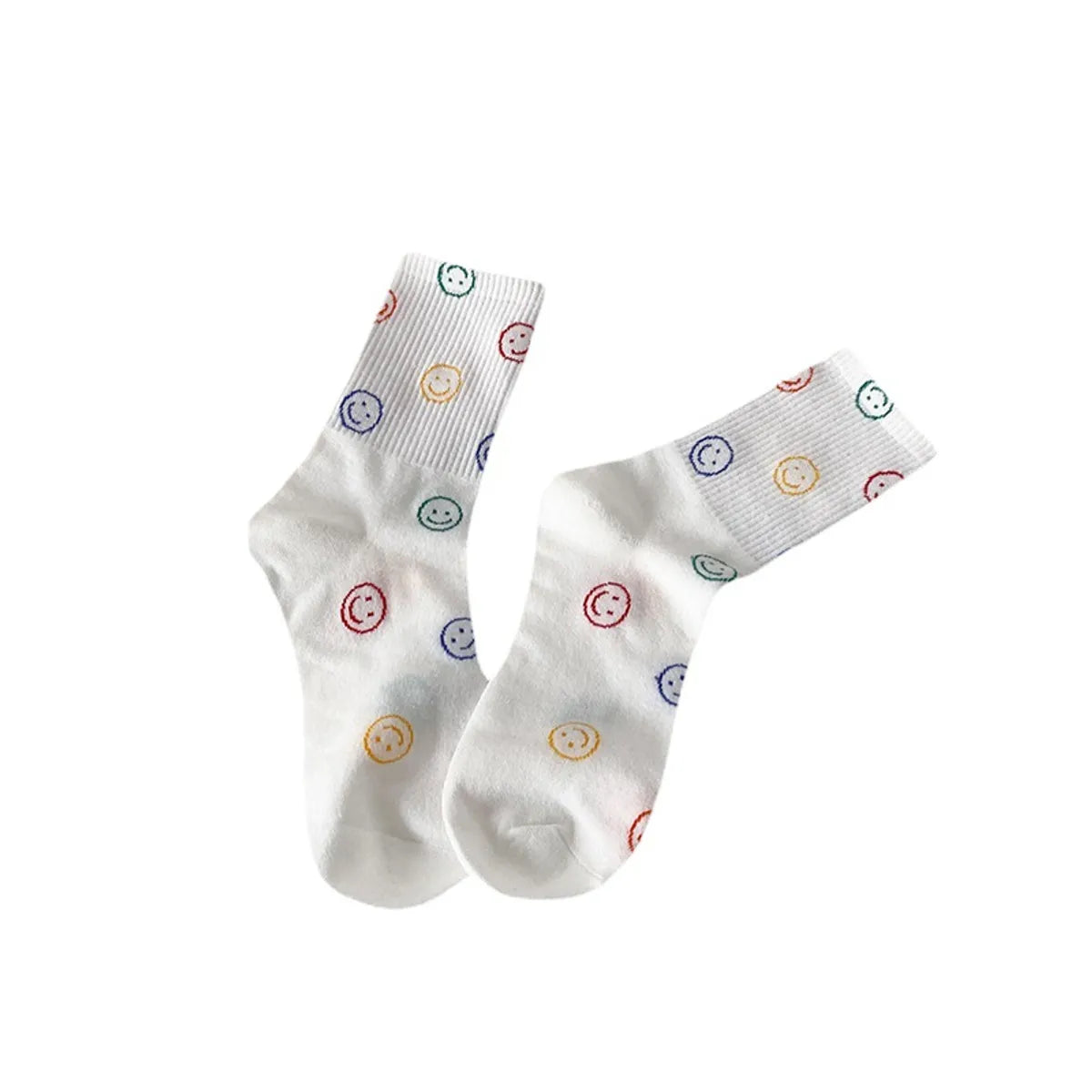 Women'S Casual Smile Face Cotton Crew Socks A Pair