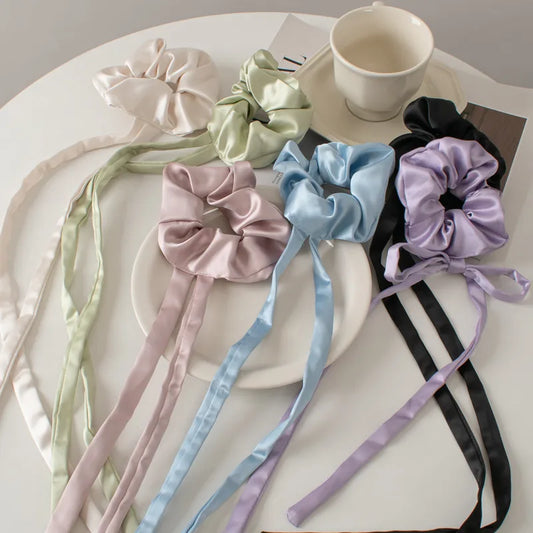 Women'S Casual Sweet Solid Color Satin Hair Tie