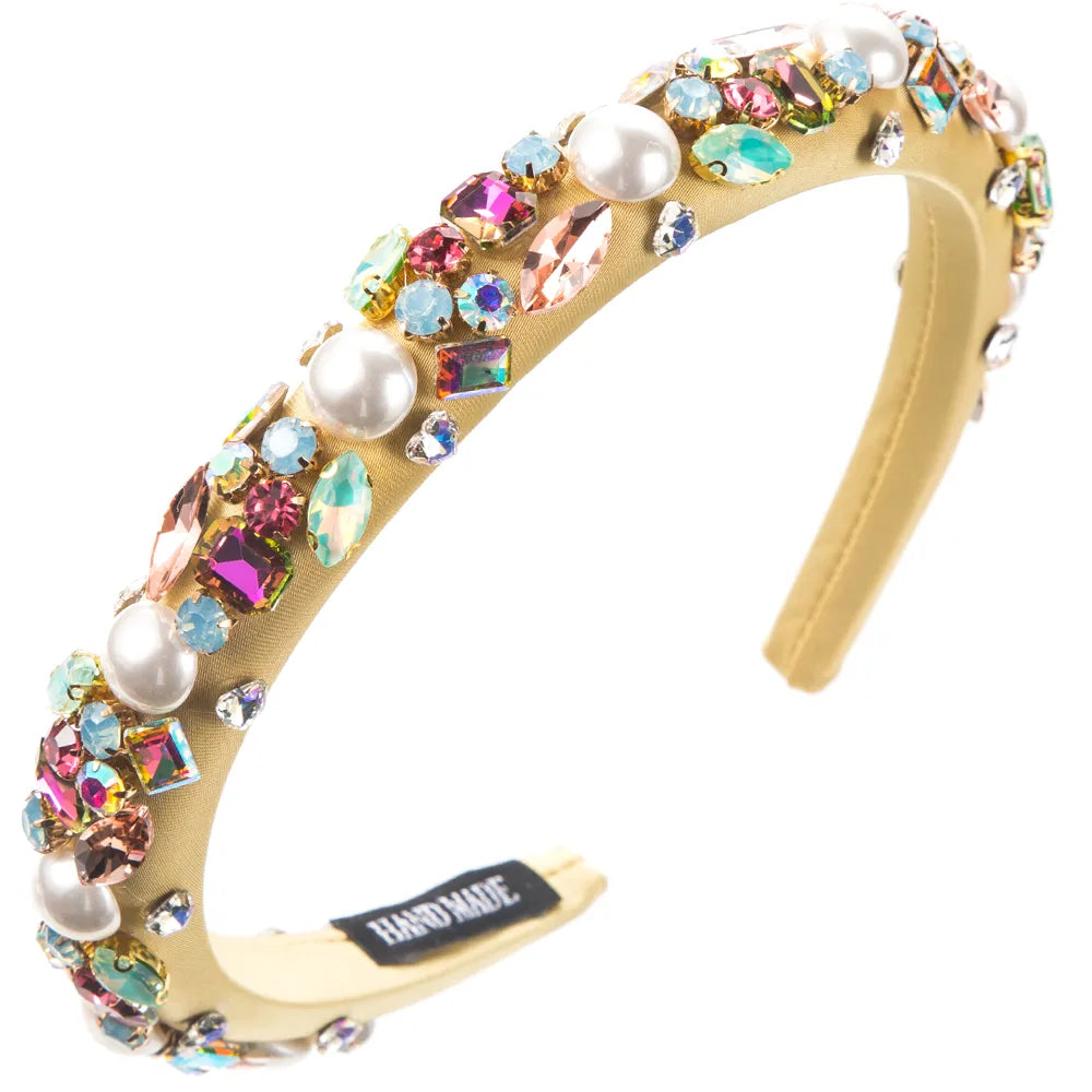 Women'S Casual Vacation Classic Style Color Block Alloy Glass Plating Inlay Glass Hair Band