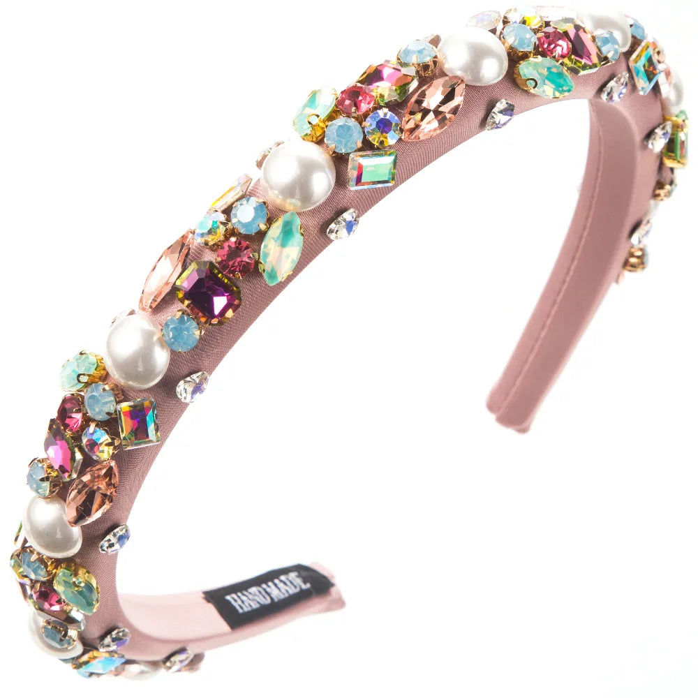 Women'S Casual Vacation Classic Style Color Block Alloy Glass Plating Inlay Glass Hair Band