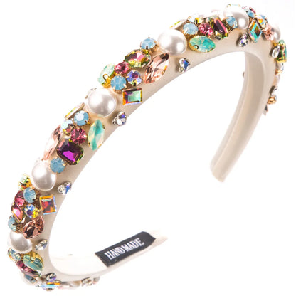 Women'S Casual Vacation Classic Style Color Block Alloy Glass Plating Inlay Glass Hair Band