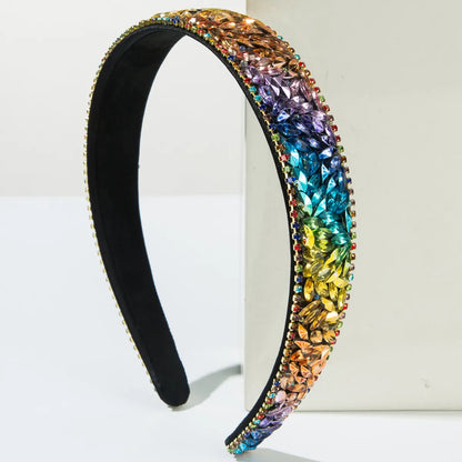 Women'S Casual Vacation Classic Style Color Block Alloy Inlay Glass Hair Band