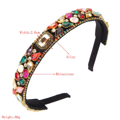 Women'S Casual Vacation Classic Style Color Block Alloy Rhinestone Glass Inlay Rhinestones Hair Band