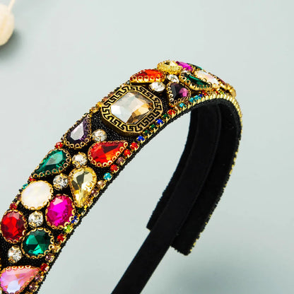 Women'S Casual Vacation Classic Style Color Block Alloy Rhinestone Glass Inlay Rhinestones Hair Band