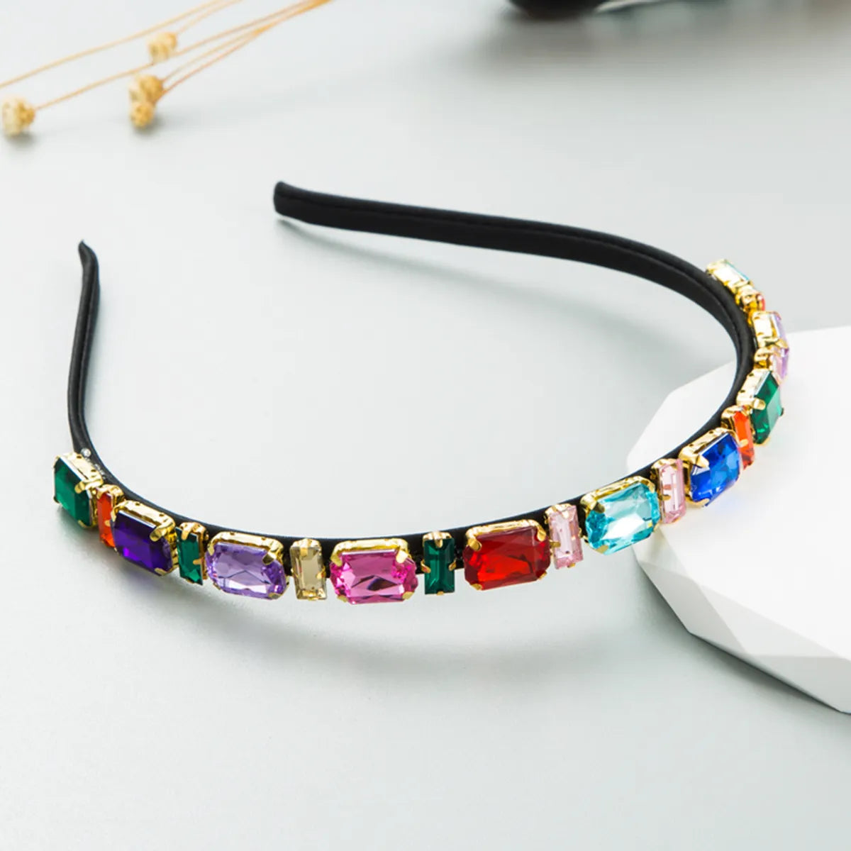 Women'S Casual Vacation Classic Style Color Block Alloy Rhinestone Glass Inlay Rhinestones Hair Band