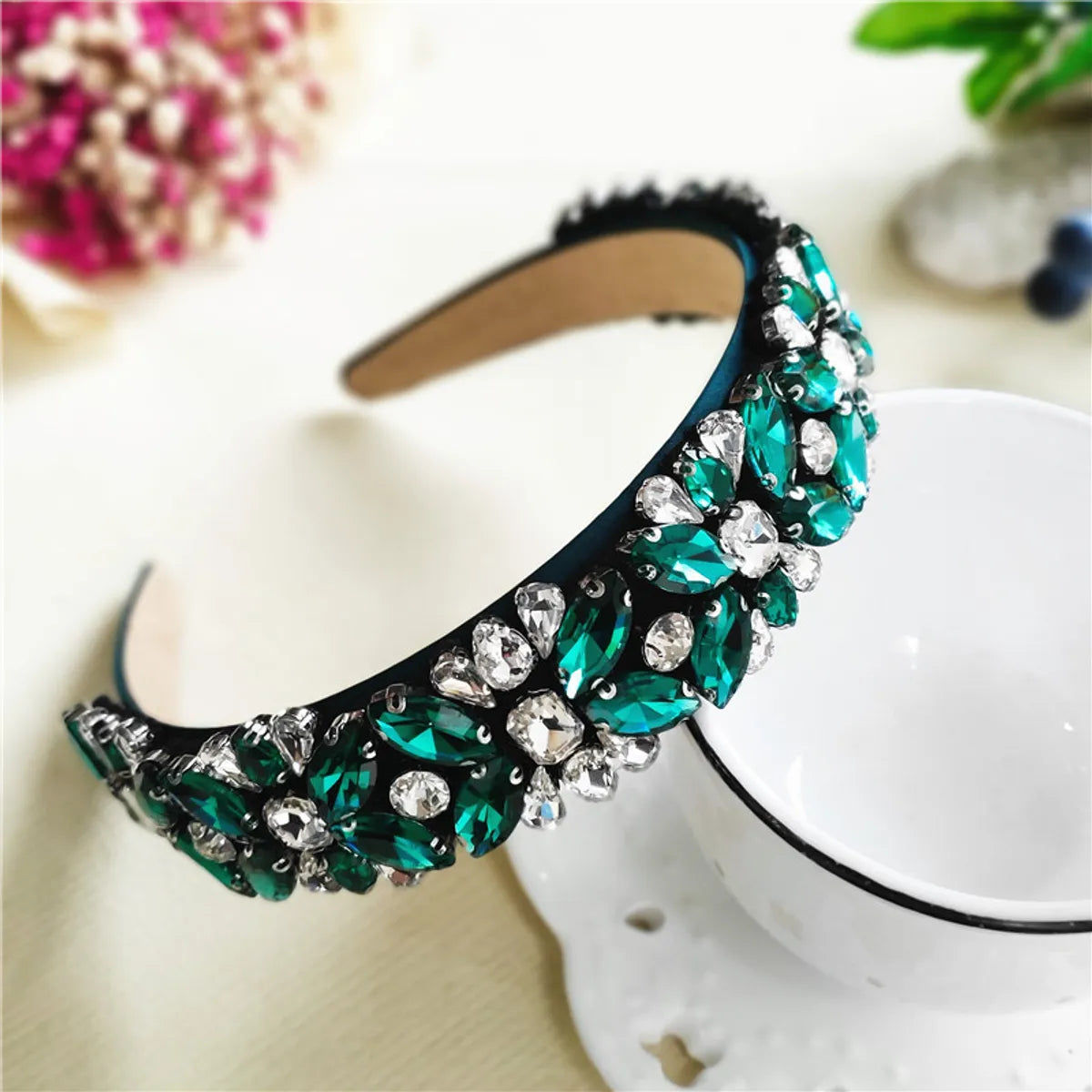 Women'S Casual Vacation Classic Style Color Block Alloy Rhinestone Glass Inlay Rhinestones Hair Band