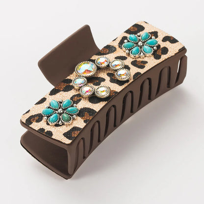 Women'S Casual Vacation Classic Style Flower Alloy Inlay Turquoise Glass Hair Claws