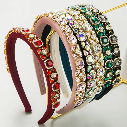 Women'S Casual Vacation Classic Style Geometric Alloy Cloth Inlay Glass Hair Band