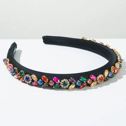 Women'S Casual Vacation Classic Style Geometric Alloy Cloth Inlay Rhinestones Glass Hair Band