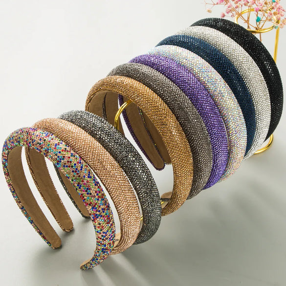 Women'S Casual Vacation Classic Style Geometric Alloy Cloth Inlay Rhinestones Hair Band