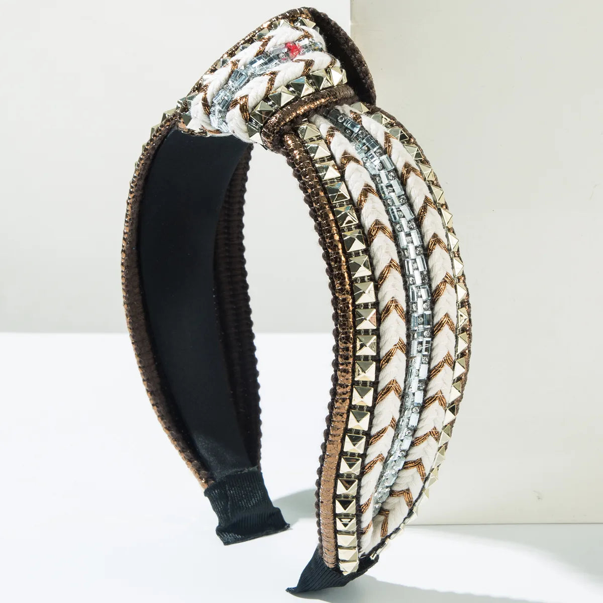 Women'S Casual Vacation Classic Style Geometric Alloy Cloth Inlay Rhinestones Hair Band