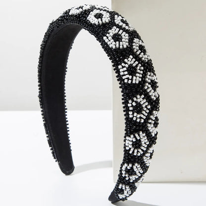 Women'S Casual Vacation Classic Style Leopard Beaded Alloy Cloth Beaded Hair Band