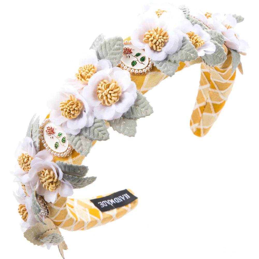 Women'S Casual Vacation Classic Style Rose Flower Alloy Cloth Sponge Hair Band