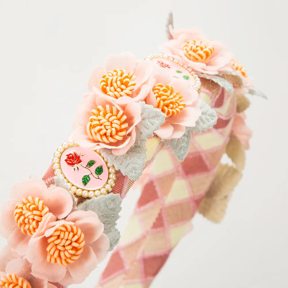 Women'S Casual Vacation Classic Style Rose Flower Alloy Cloth Sponge Hair Band