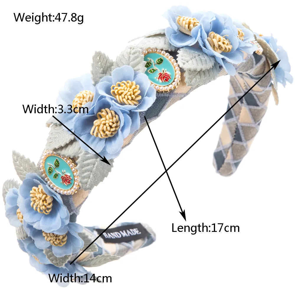 Women'S Casual Vacation Classic Style Rose Flower Alloy Cloth Sponge Hair Band