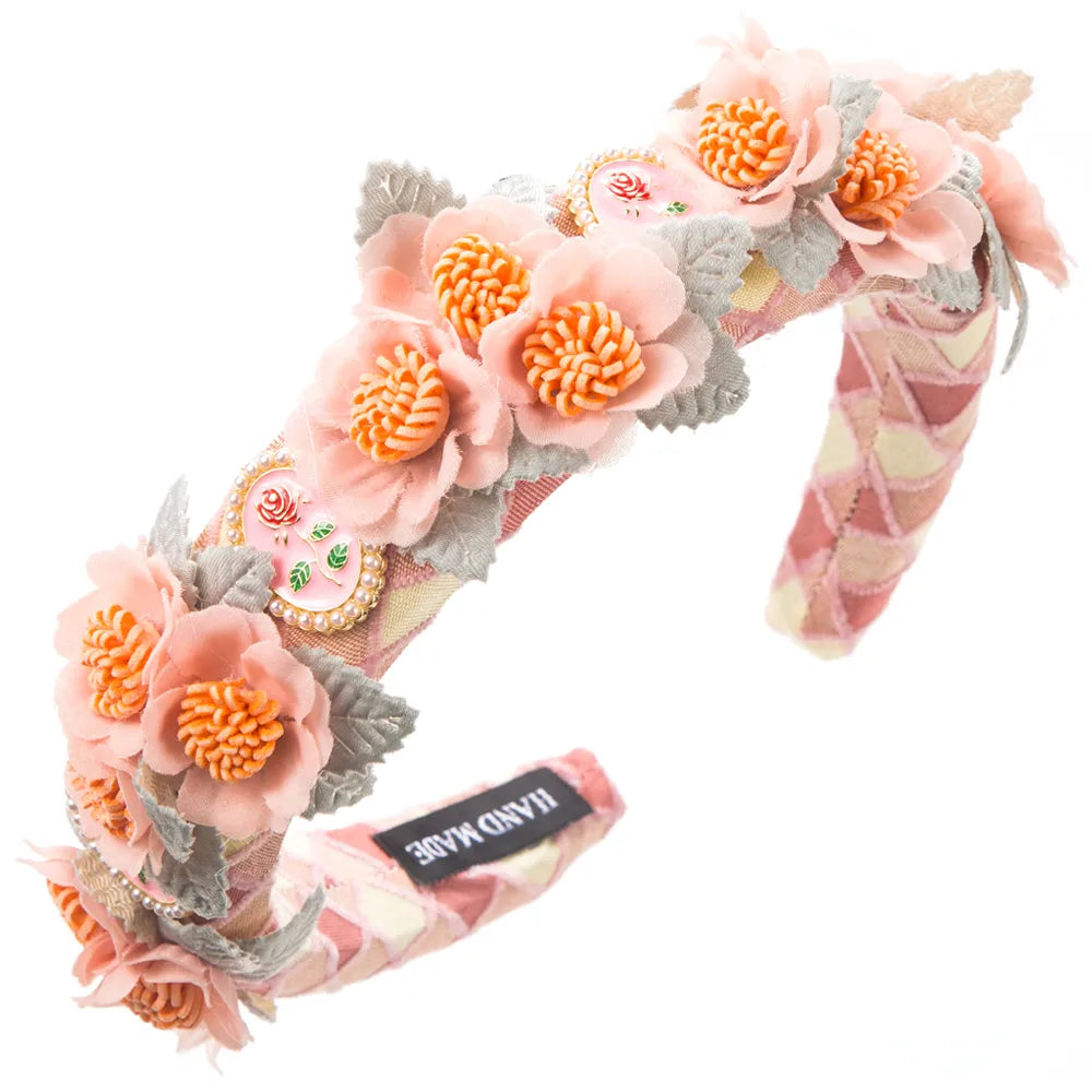 Women'S Casual Vacation Classic Style Rose Flower Alloy Cloth Sponge Hair Band