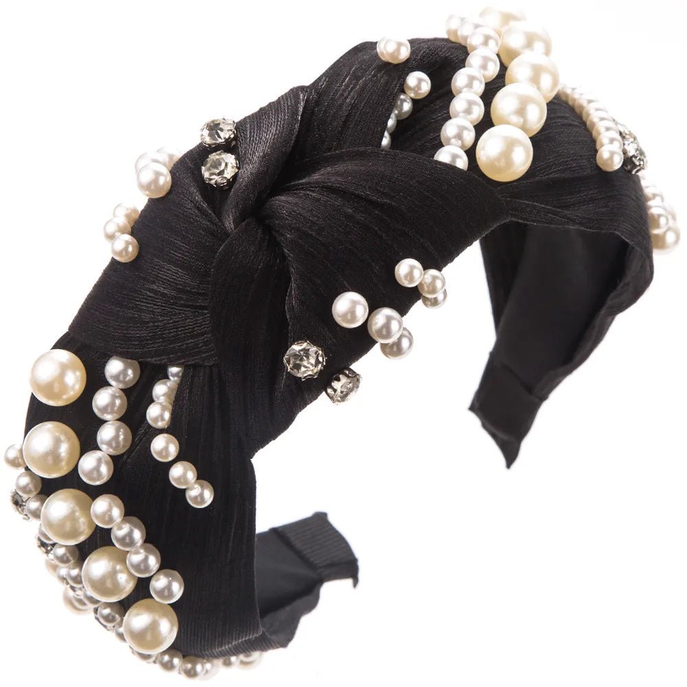 Women'S Casual Vacation Classic Style Round Alloy Cloth Plating Inlay Rhinestones Pearl Hair Band