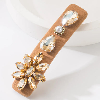 Women'S Casual Vacation Classic Style Water Droplets Alloy Cloth Inlay Glass Hair Clip