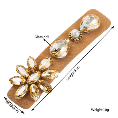 Women'S Casual Vacation Classic Style Water Droplets Alloy Cloth Inlay Glass Hair Clip