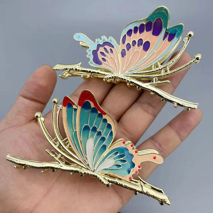 Women'S Chinoiserie Butterfly Alloy Hair Claws