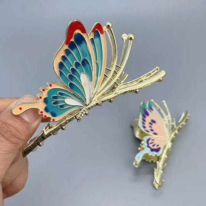 Women'S Chinoiserie Butterfly Alloy Hair Claws