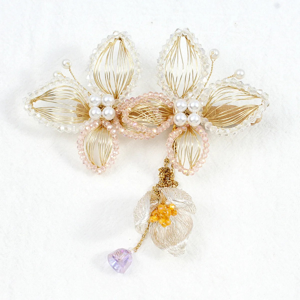 Women'S Chinoiserie Flower Alloy Hair Clip Hair Band