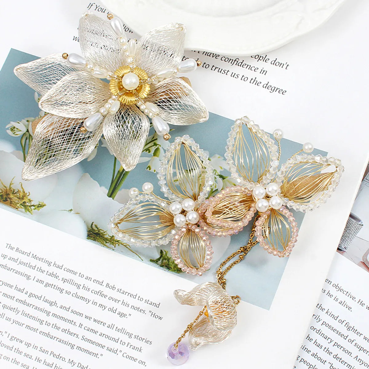 Women'S Chinoiserie Flower Alloy Hair Clip Hair Band