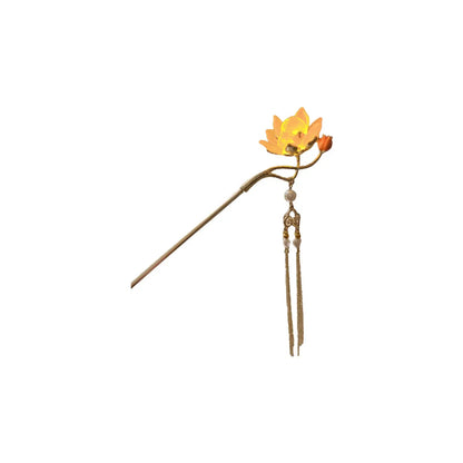 Women'S Chinoiserie Flower Butterfly Metal Hairpin