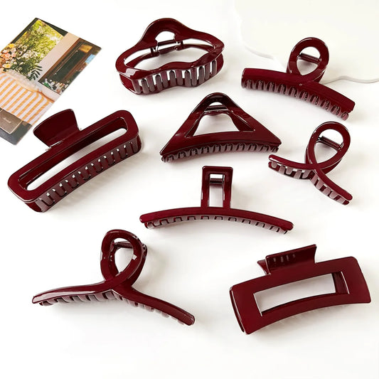 Women'S Chinoiserie Solid Color Plastic Hair Claws