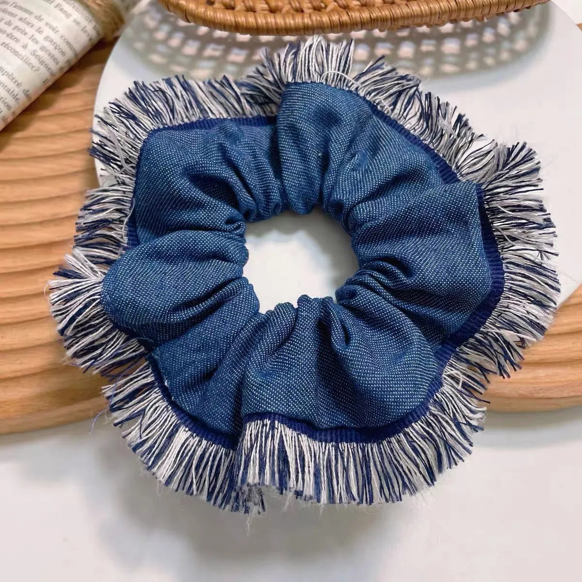 Women'S Classic Style IG Style Solid Color Denim Hair Tie