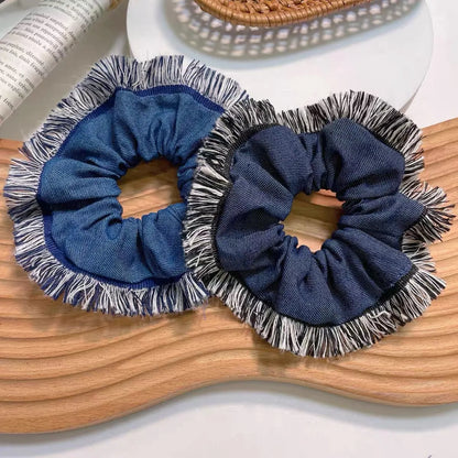 Women'S Classic Style IG Style Solid Color Denim Hair Tie