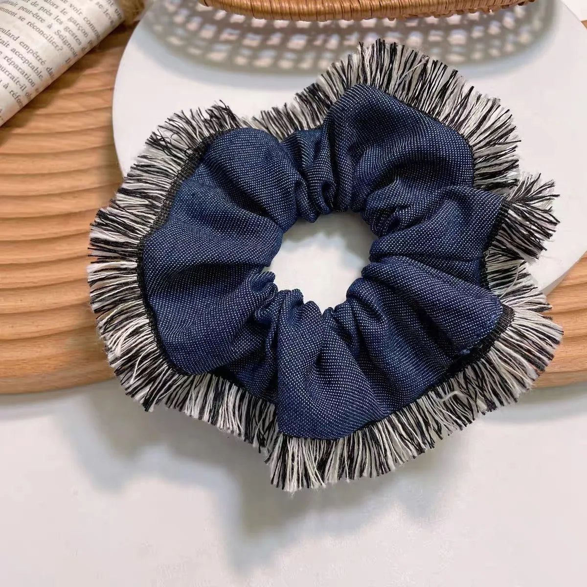 Women'S Classic Style IG Style Solid Color Denim Hair Tie