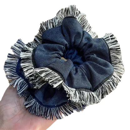 Women'S Classic Style IG Style Solid Color Denim Hair Tie