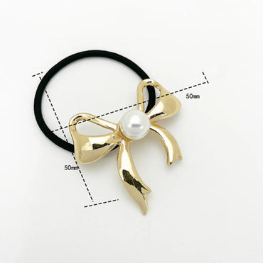 Women'S Classic Style Korean Style IG Style Bow Knot Alloy Inlay Artificial Pearls Hair Tie