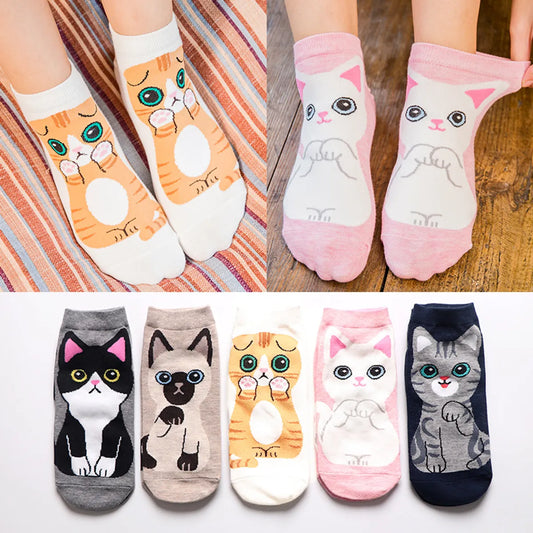 Women'S Cute Cat Cotton Jacquard Ankle Socks