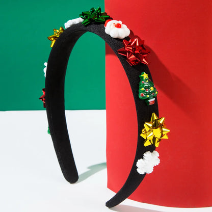 Women'S Cute Christmas Classic Style Christmas Tree Santa Claus Alloy Cloth Rhinestone Hair Band