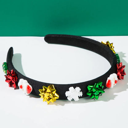 Women'S Cute Christmas Classic Style Christmas Tree Santa Claus Alloy Cloth Rhinestone Hair Band