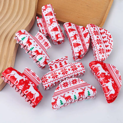 Women'S Cute Christmas Tree Elk Acetic Acid Sheets Hair Claws