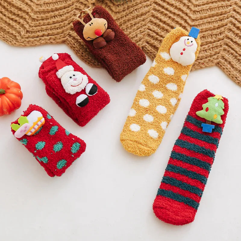 Women'S Cute Christmas Tree Santa Claus Christmas Socks Cotton Polyester Crew Socks 1 Set