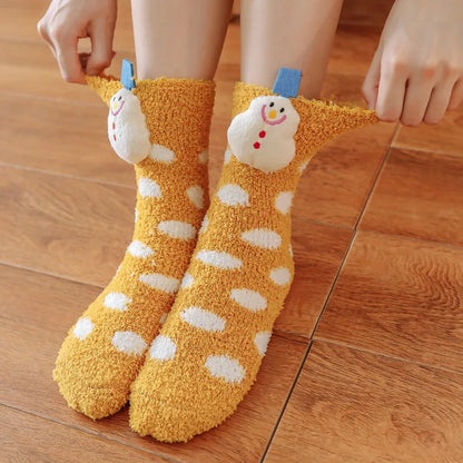 Women'S Cute Christmas Tree Santa Claus Christmas Socks Cotton Polyester Crew Socks 1 Set